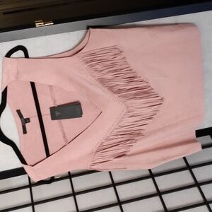 Guess Los Angeles - Sleeveless, dusty pink  faux suede fringe top - L with tags